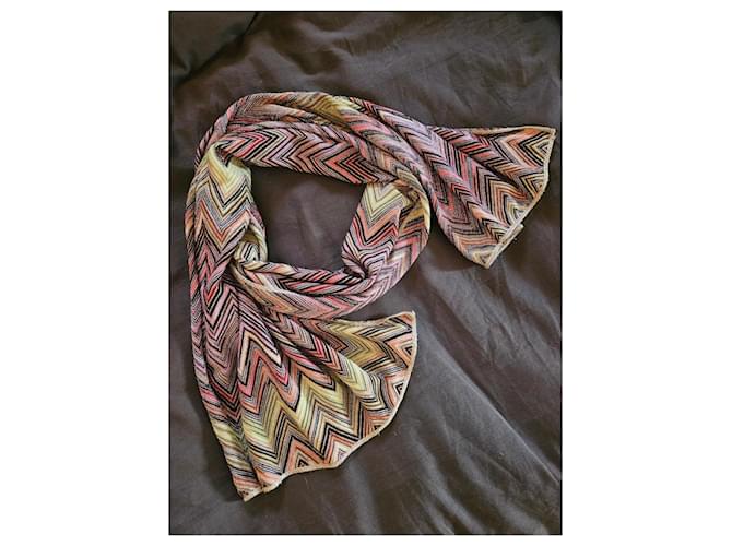 Bufanda Missoni Estampado Zig Zag Castaño Negro Rosa Blanco Multicolor Naranja Amarillo - vista 3