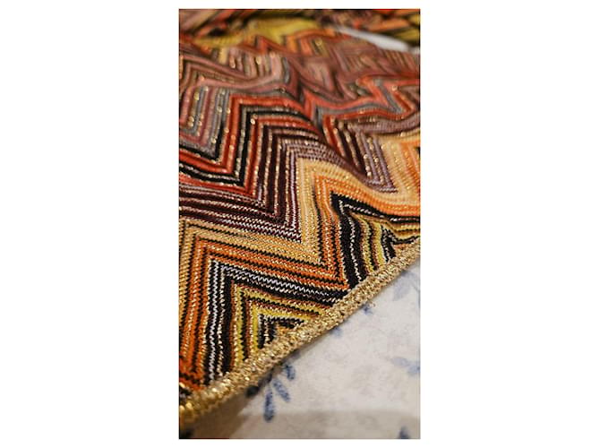 Bufanda Missoni Estampado Zig Zag Castaño Negro Rosa Blanco Multicolor Naranja Amarillo - vista 4