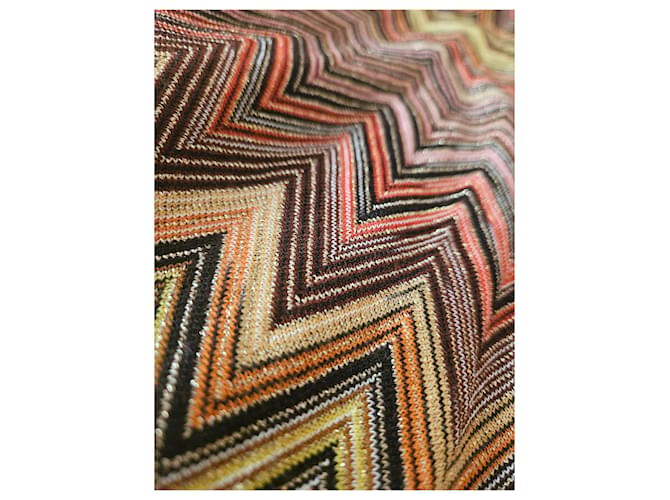 Bufanda Missoni Estampado Zig Zag Castaño Negro Rosa Blanco Multicolor Naranja Amarillo - vista 5
