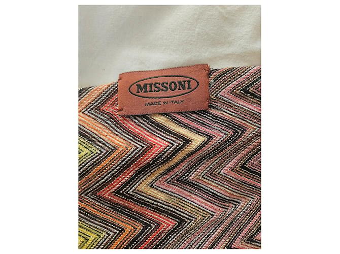 Bufanda Missoni Estampado Zig Zag Castaño Negro Rosa Blanco Multicolor Naranja Amarillo - vista 6