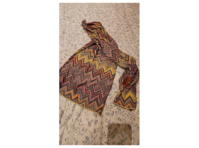 Bufanda Missoni Estampado Zig Zag Castaño Negro Rosa Blanco Multicolor Naranja Amarillo - vista 7