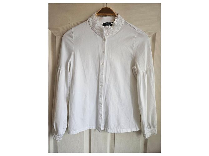 Autre Marque Camicetta Purdey bianca in misto cotone con perle Bianco - vista 8