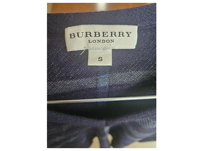 Burberry London V-Ausschnitt Wollpullover Karomuster Grau Dunkelblau - Ansicht 5