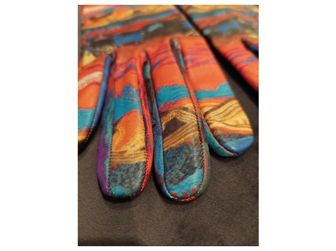 Giorgio Armani Lange Lederhandschuhe mit Print Mehrfarben - Ansicht 10