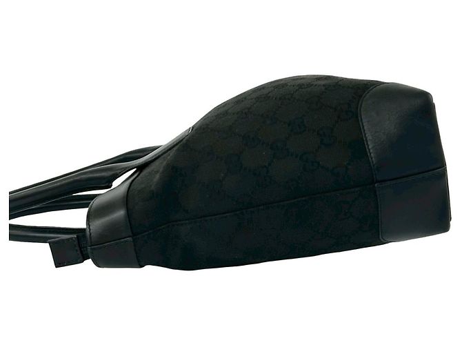 Gucci GG Pattern Canvas und Leder Tote Bag Schwarz - Ansicht 5