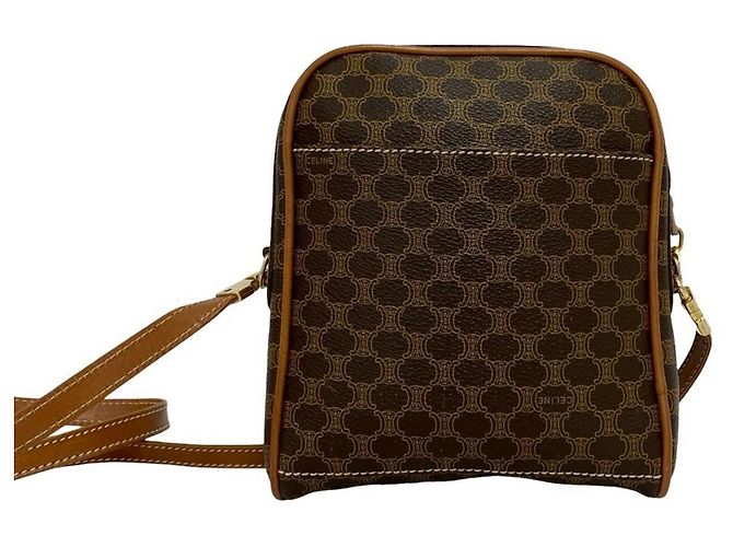 Céline Borsa a Spalla Celine Vintage Magadham Blazon Triomphe Marrone - vista 3