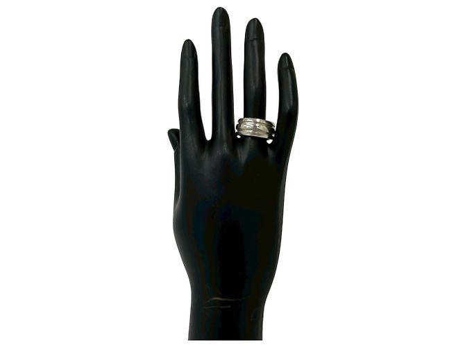 Tiffany & Co. Grooved Double Line Band Ring Silber - Ansicht 2