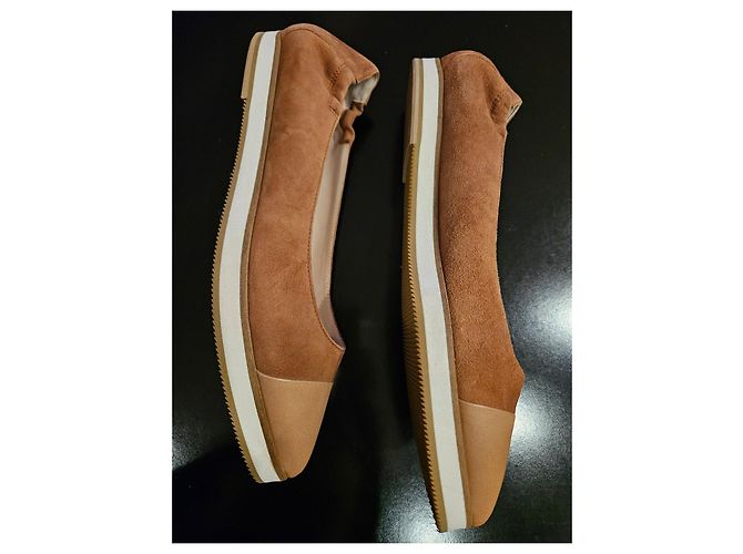 Autre Marque Madeleine Ballerine Punta Fine Camoscio e Pelle Marrone - vista 3