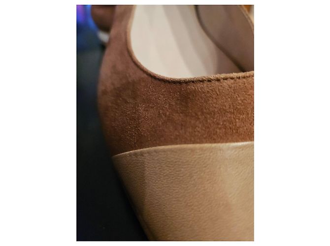 Autre Marque Madeleine Ballerine Punta Fine Camoscio e Pelle Marrone - vista 5
