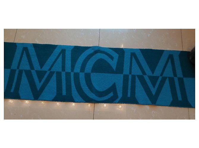 MCM Monogramm-Schal aus Wolle Blau - Ansicht 3