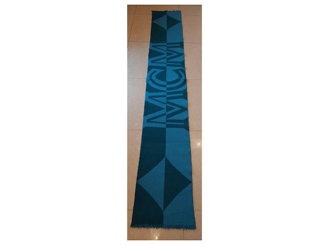 MCM Monogramm-Schal aus Wolle Blau - Ansicht 4