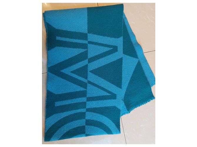 MCM Monogramm-Schal aus Wolle Blau - Ansicht 5