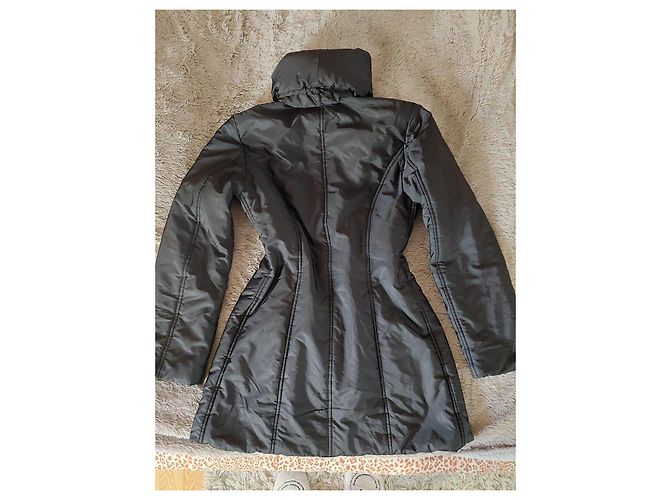 Ermanno Scervino Abrigo de nylon negro y cuero - vista 6