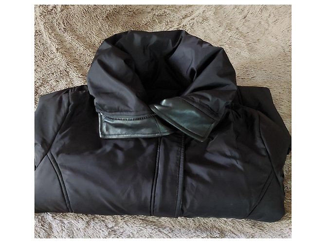 Ermanno Scervino Abrigo de nylon negro y cuero - vista 7