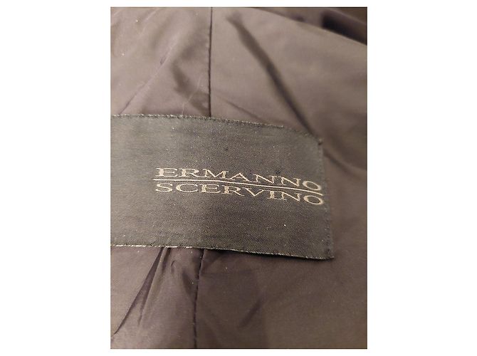 Ermanno Scervino Abrigo de nylon negro y cuero - vista 8