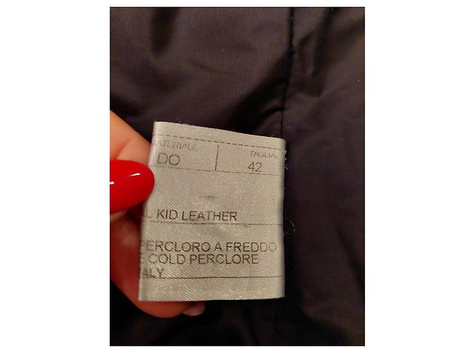 Ermanno Scervino Abrigo de nylon negro y cuero - vista 9