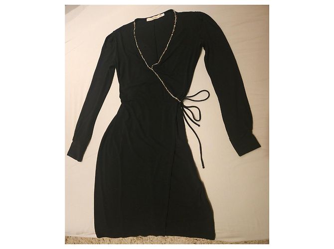 Blumarine Vestido Envelope Preto com Cristais - vista 10