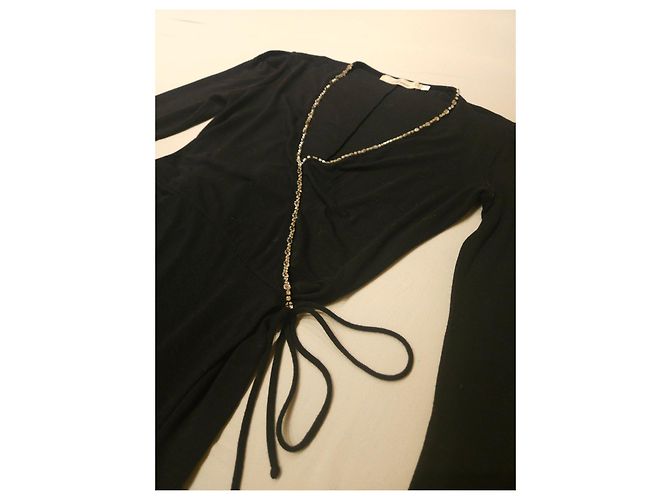 Blumarine Vestido Envelope Preto com Cristais - vista 6