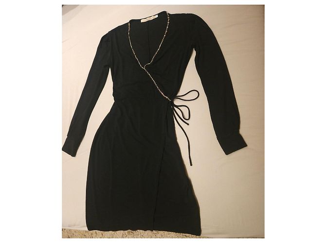 Blumarine Vestido Envelope Preto com Cristais - vista 9