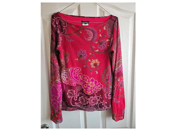 Etro Top de Manga Larga Estampado Floral Rojo Castaño Rosa Roja Dorado Púrpura - vista 2