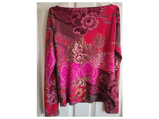 Etro Top de Manga Larga Estampado Floral Rojo Castaño Rosa Roja Dorado Púrpura - vista 3