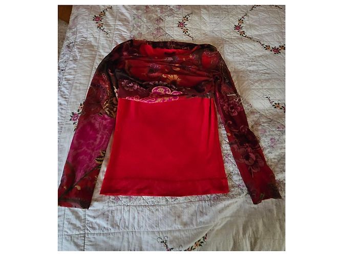 Etro Top de Manga Larga Estampado Floral Rojo Castaño Rosa Roja Dorado Púrpura - vista 6