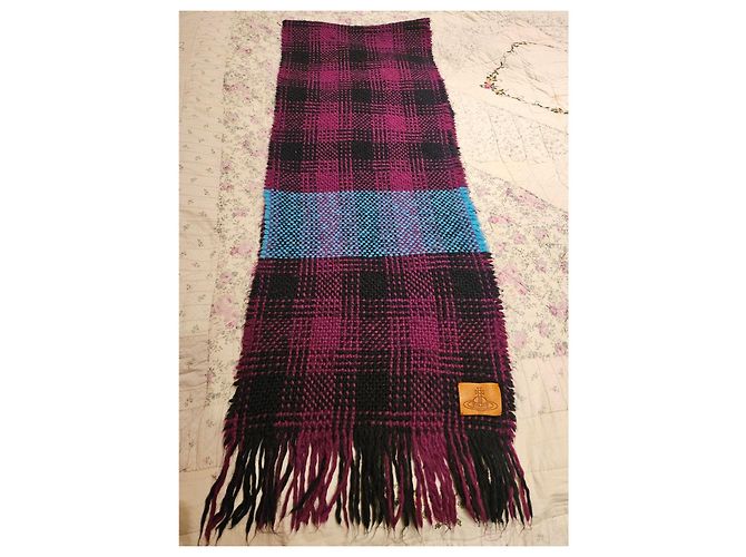 Sciarpa in tartan Vivienne Westwood Nero Porpora Blu chiaro - vista 2