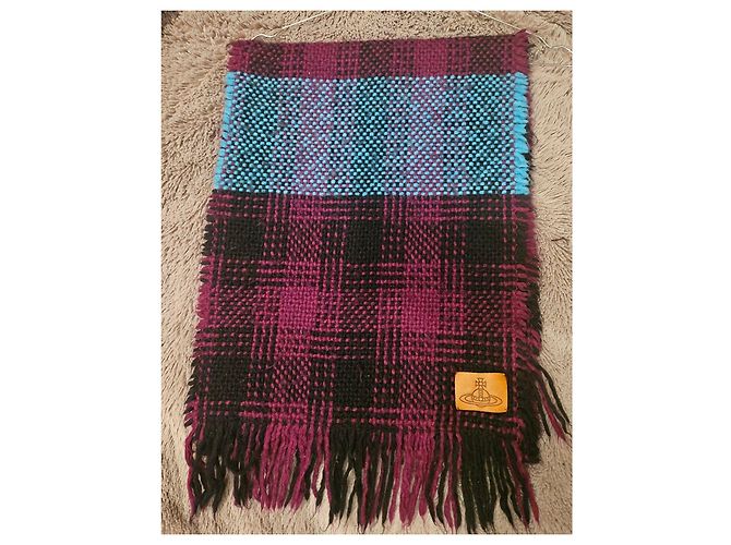 Sciarpa in tartan Vivienne Westwood Nero Porpora Blu chiaro - vista 9