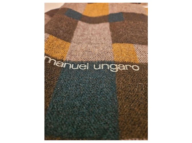 Emanuel Ungaro Sciarpa in lana a quadri Marrone Verde Grigio Giallo - vista 10