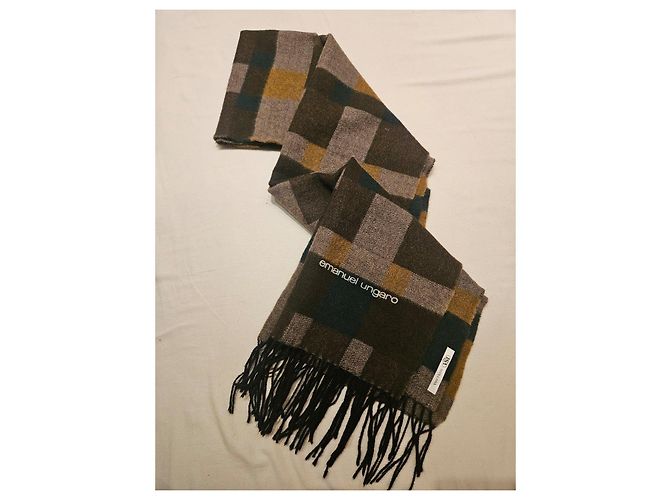 Emanuel Ungaro Sciarpa in lana a quadri Marrone Verde Grigio Giallo - vista 2