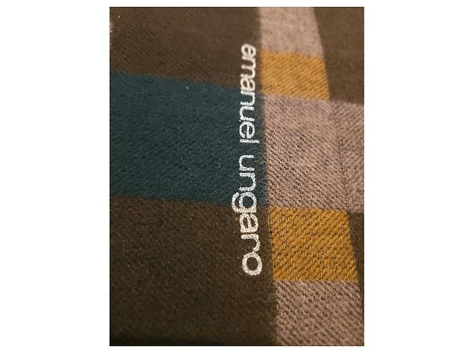 Emanuel Ungaro Sciarpa in lana a quadri Marrone Verde Grigio Giallo - vista 3