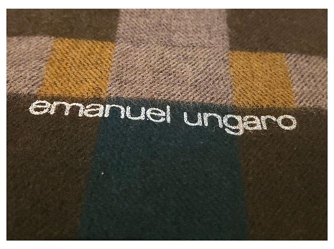 Emanuel Ungaro Sciarpa in lana a quadri Marrone Verde Grigio Giallo - vista 6