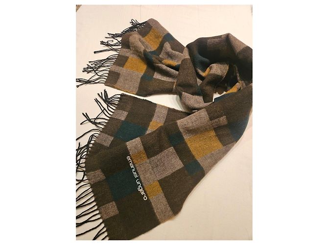 Emanuel Ungaro Sciarpa in lana a quadri Marrone Verde Grigio Giallo - vista 8