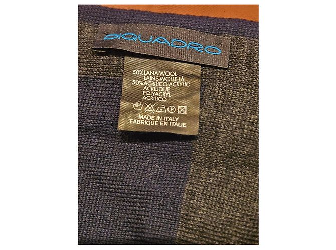 Autre Marque Sciarpa reversibile Piquadro in lana e acrilico Grigio antracite Blu navy - vista 11