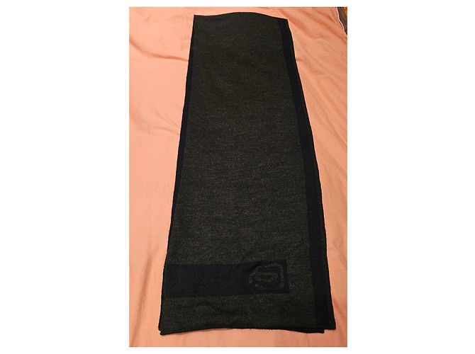 Autre Marque Sciarpa reversibile Piquadro in lana e acrilico Grigio antracite Blu navy - vista 12
