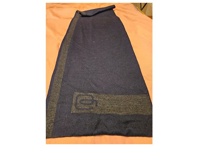 Autre Marque Sciarpa reversibile Piquadro in lana e acrilico Grigio antracite Blu navy - vista 2