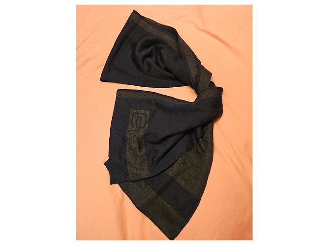 Autre Marque Sciarpa reversibile Piquadro in lana e acrilico Grigio antracite Blu navy - vista 6