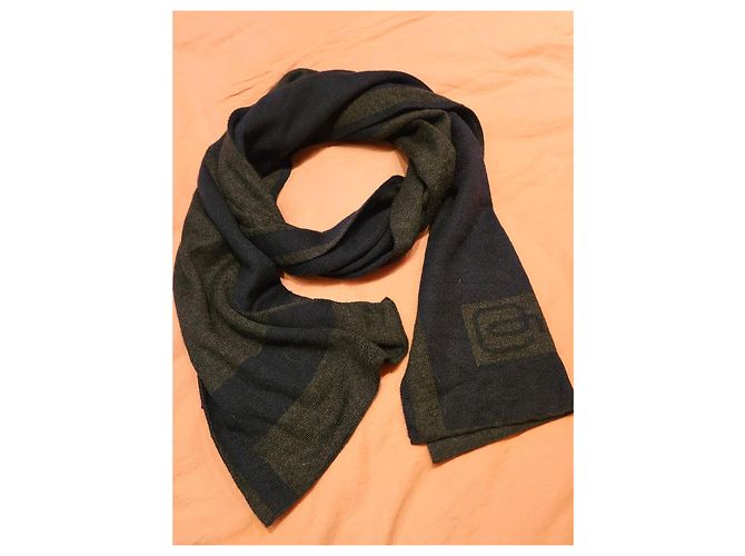 Autre Marque Sciarpa reversibile Piquadro in lana e acrilico Grigio antracite Blu navy - vista 9