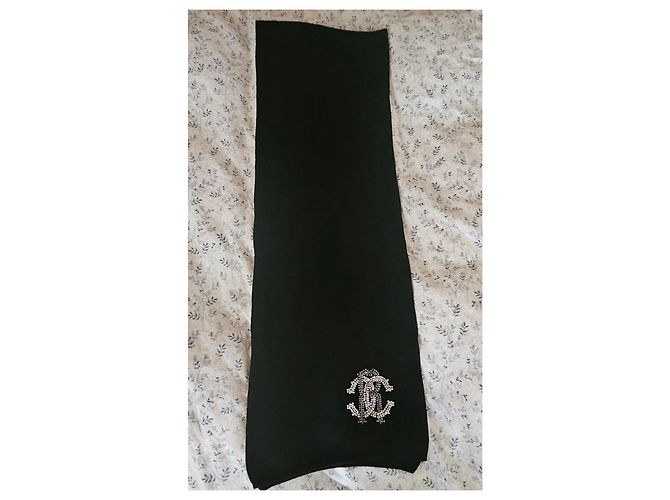 Sciarpa Roberto Cavalli in lana con logo in cristalli - Nero - vista 4