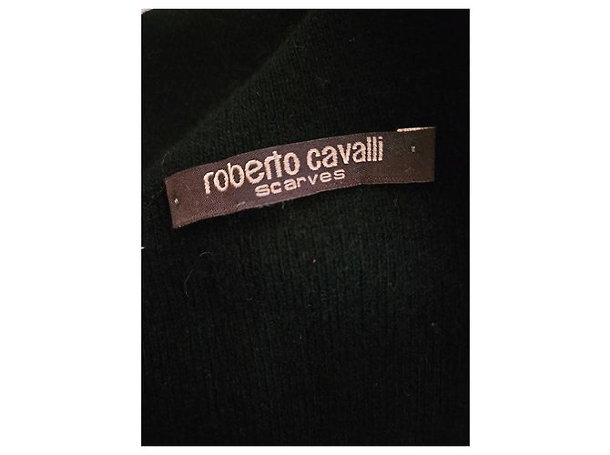 Sciarpa Roberto Cavalli in lana con logo in cristalli - Nero - vista 5
