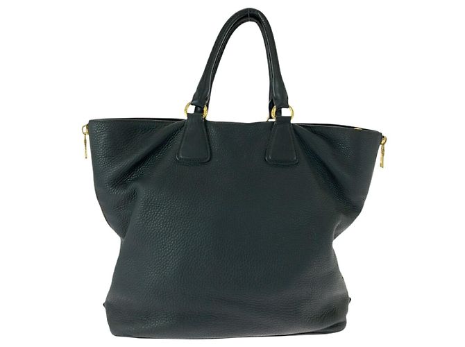 Prada Vitello Daino Leder Tote Bag Schwarz - Ansicht 2