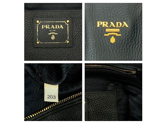 Prada Vitello Daino Leder Tote Bag Schwarz - Ansicht 4