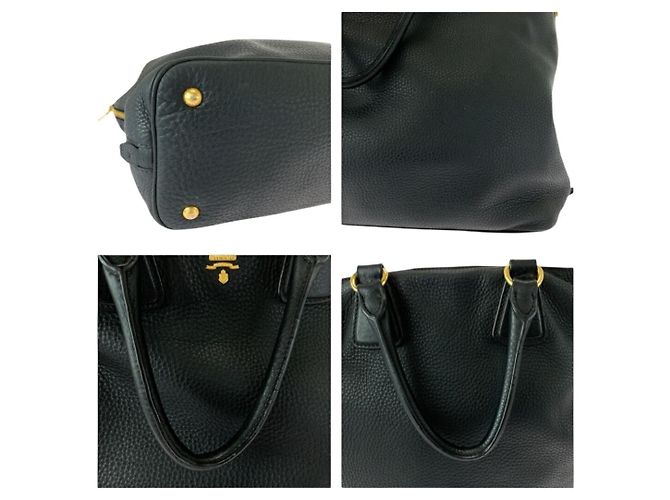 Prada Vitello Daino Leder Tote Bag Schwarz - Ansicht 5