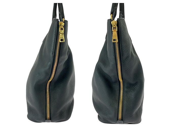 Prada Vitello Daino Leder Tote Bag Schwarz - Ansicht 8