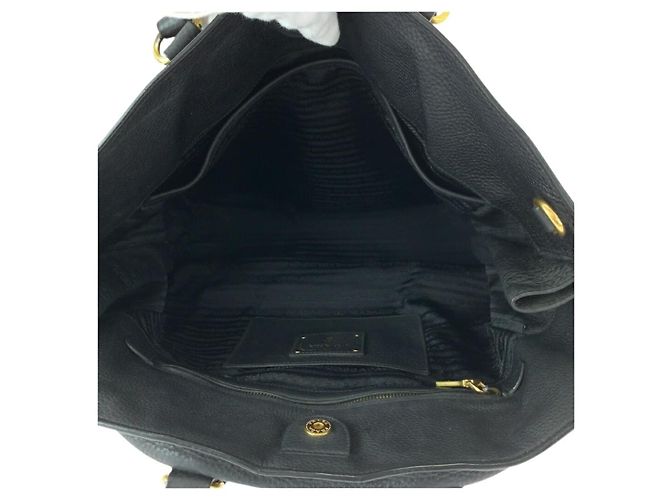 Prada Vitello Daino Leder Tote Bag Schwarz - Ansicht 9