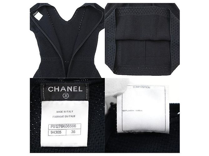 Timeless Vestido de punto de algodón Chanel P51276 Azul Azul marino - vista 10