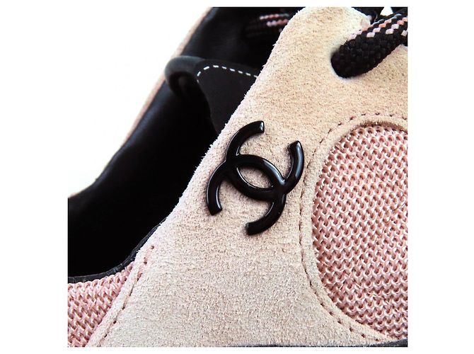 Chanel COCO Mark Matelasse Wildleder-Sneaker Schwarz Pink Weiß - Ansicht 10