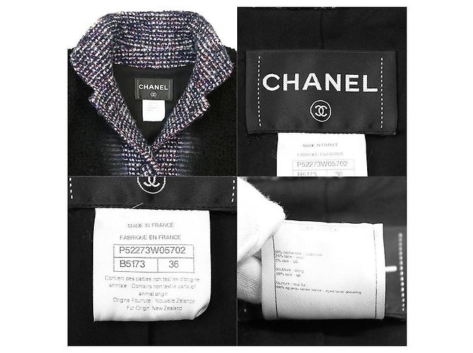 Timeless Abrigo largo Chanel P52273 de tweed, cachemira, seda y lana Negro Multicolor - vista 10