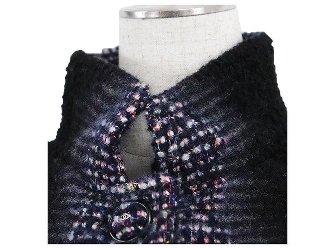 Timeless Abrigo largo Chanel P52273 de tweed, cachemira, seda y lana Negro Multicolor - vista 14