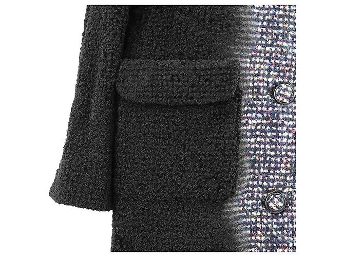 Timeless Abrigo largo Chanel P52273 de tweed, cachemira, seda y lana Negro Multicolor - vista 17